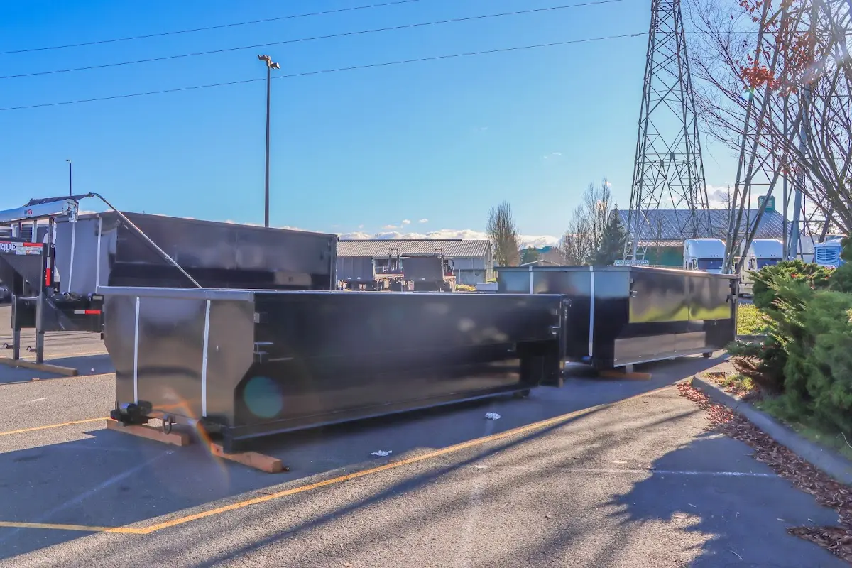 Roll-off dumpster ready for waste disposal at job site for Cleanout Dumpster Rental in Forestville
